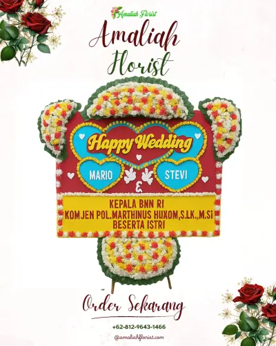 Karangan Papan Bunga Pernikahan di Seloharjo